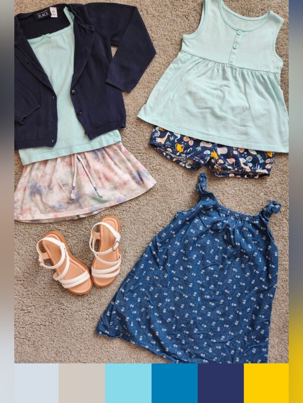 Girls 4T Mix & Match Bundle | Blue, Navy, Gold, Fall, School | 6 Pieces
